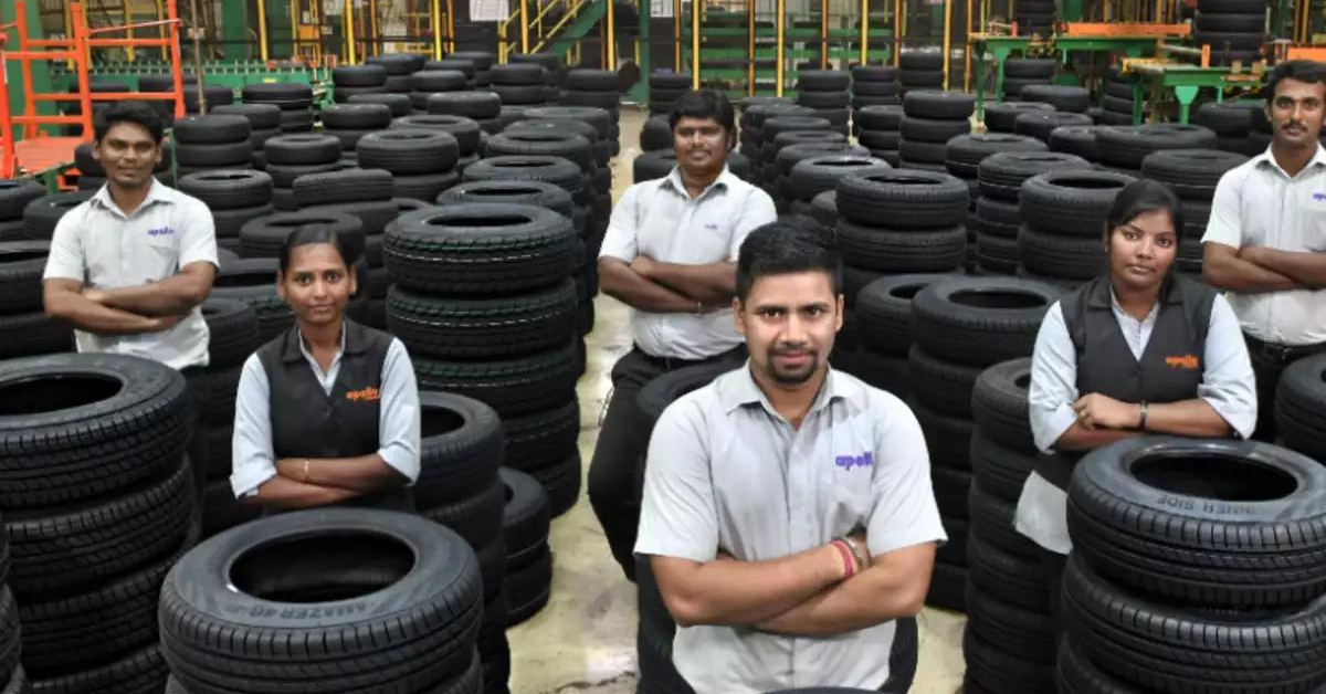 Apollo Tyres falls after labor union concerns halt operations at its Gujarat plant.