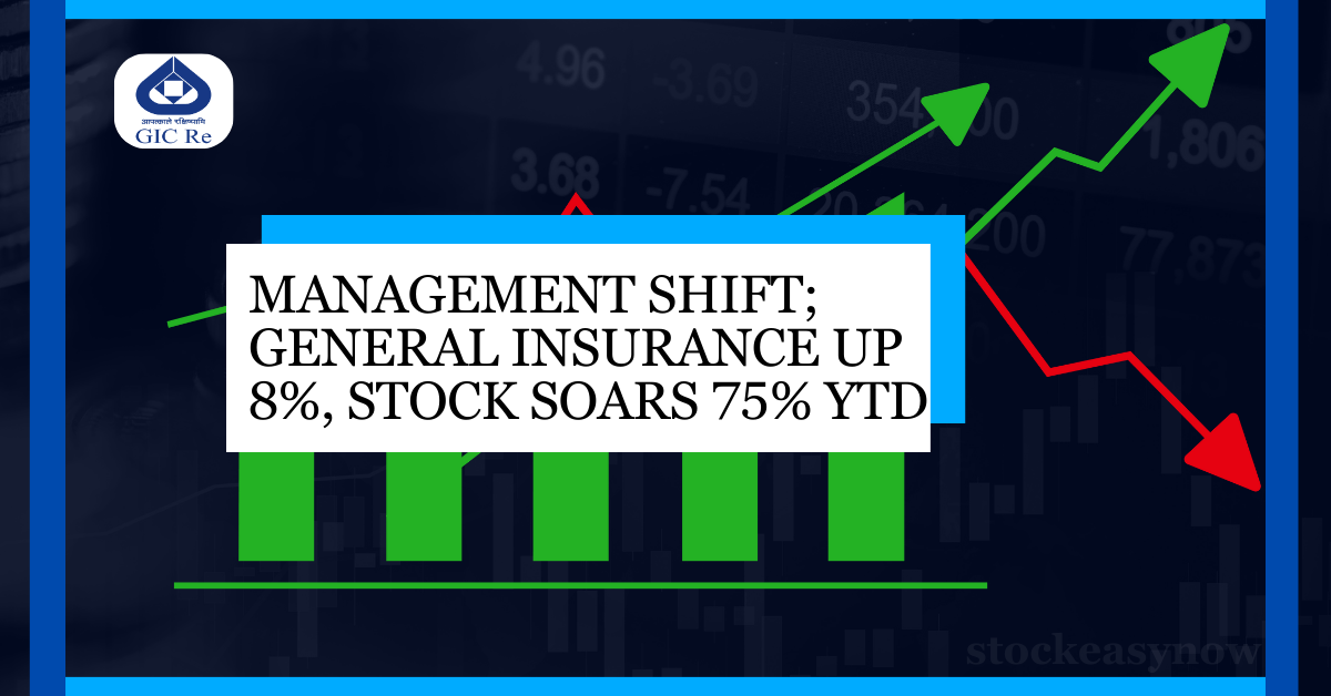 Management shift; General Insurance up 8%, stock soars 75% YTD