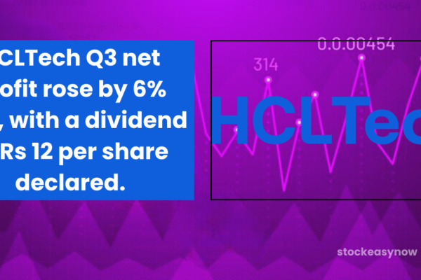 HCLTech Q3 net profit rose by 6% YoY, with a dividend of Rs 12 per share declared.