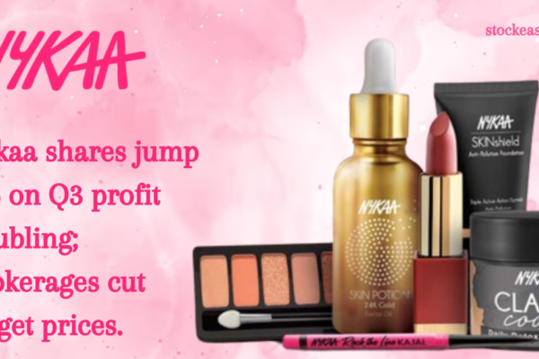 Nykaa shares jump 6% on Q3 profit doubling; brokerages cut target prices.