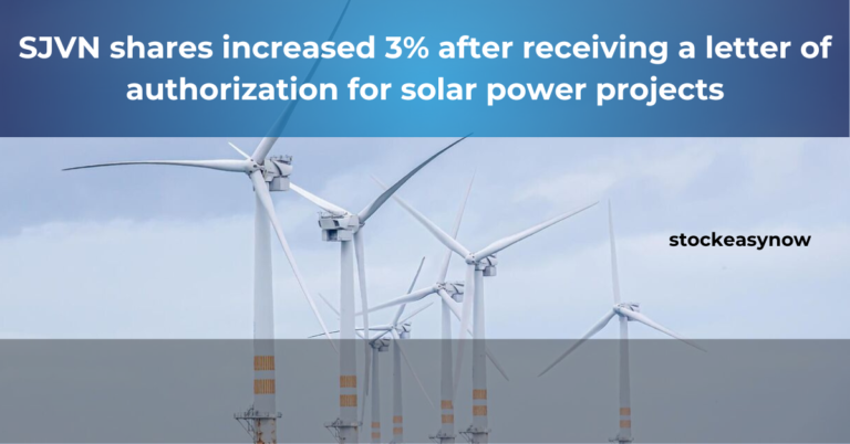 SJVN shares increased 3% after receiving a letter of authorization for solar power projects
