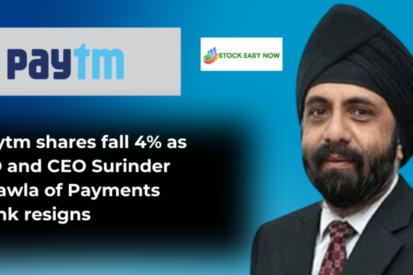 Paytm shares fall 4% as MD and CEO Surinder Chawla of Payment