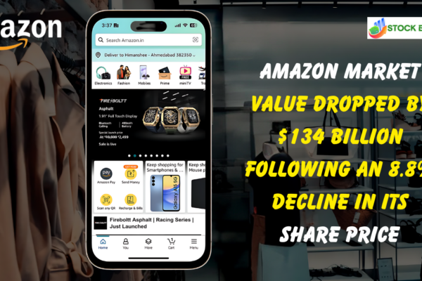 Amazon market value dropped by $134 billion following an 8.8% decline in its share price, causing Jeff Bezos to lose $15.2 billion in net worth.